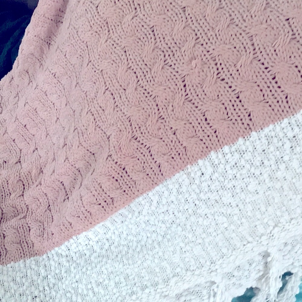 Super Cozy Throw Blanket Wendy Belli  Pink & White Final Sale